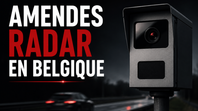 Radar automatique contrôlant la vitesse sur une autoroute belge, illustrant le barème des amendes radar en Belgique en 2026.