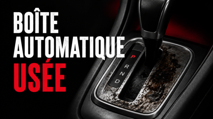 Levier de boîte automatique usée illustrant les principaux signes d'usure d'une transmission automatique avant l'achat d'une voiture d'occasion en Belgique.
