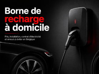Borne de recharge à domicile installée dans un garage en Belgique pour illustrer le coût d'installation, la recharge électrique et les économies possibles.