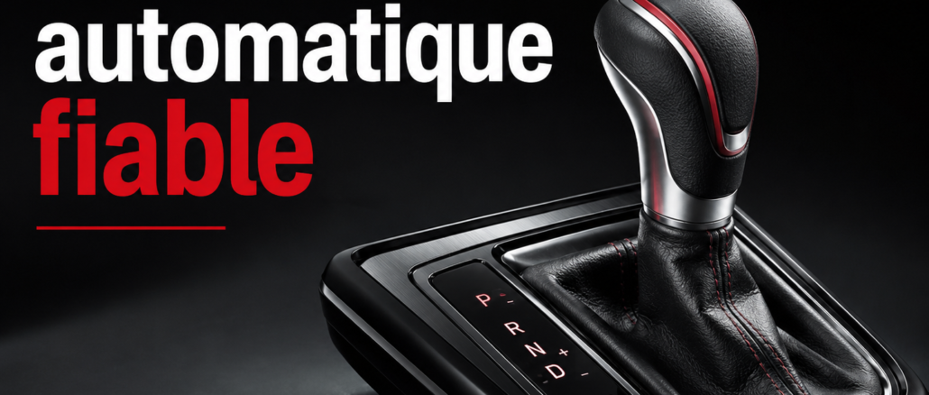 Boîte automatique fiable en occasion : levier de vitesse automatique illustrant un comparatif des transmissions DSG, ZF, Aisin, CVT et e-CVT pour les automobilistes belges.