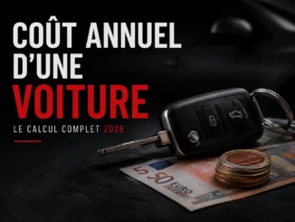 Clé de voiture posée sur des billets en euros illustrant le coût annuel d'une voiture en Belgique, avec les principaux postes de dépenses automobiles en 2026.
